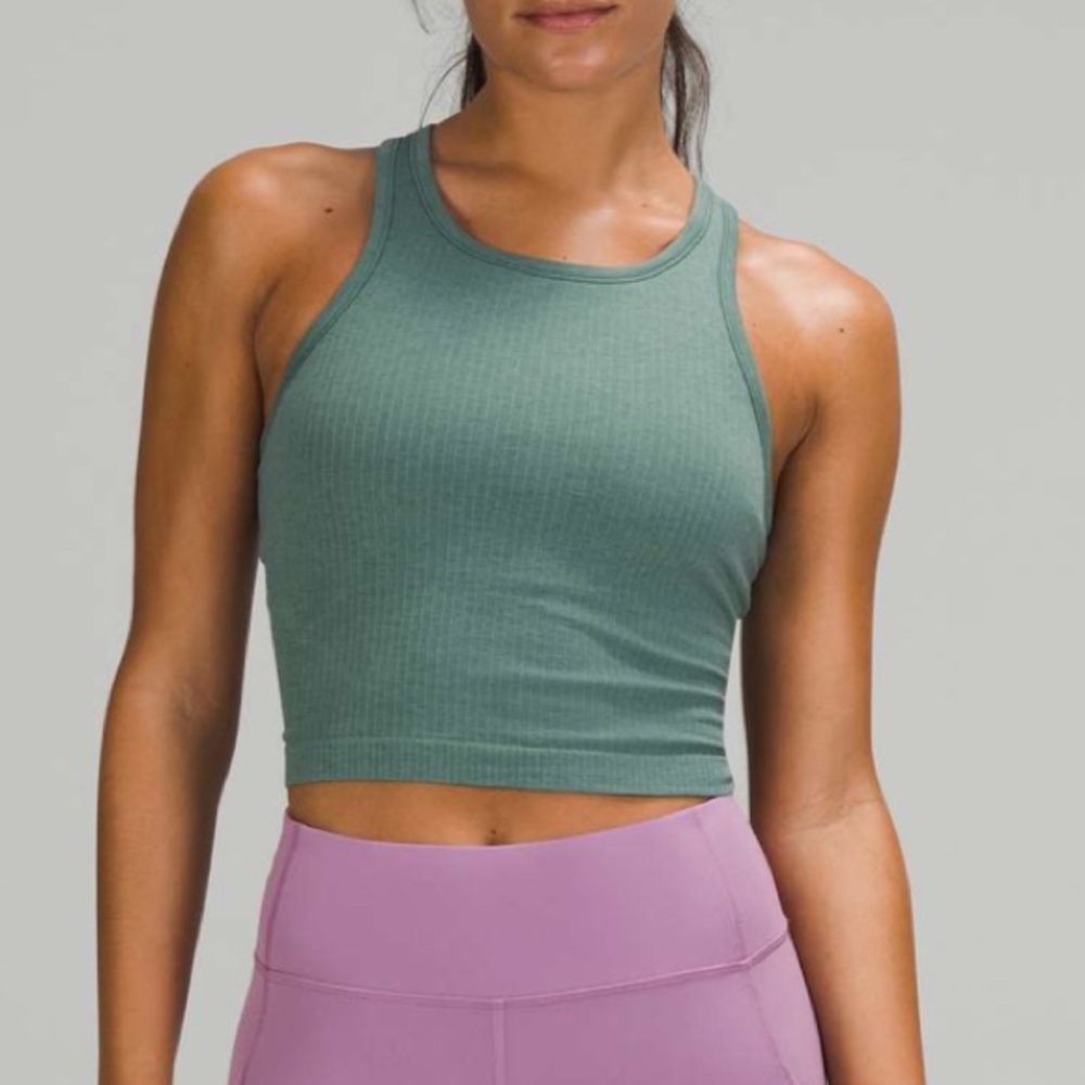 lululemon athletica Ribbed Cropped Tank in Sage Green